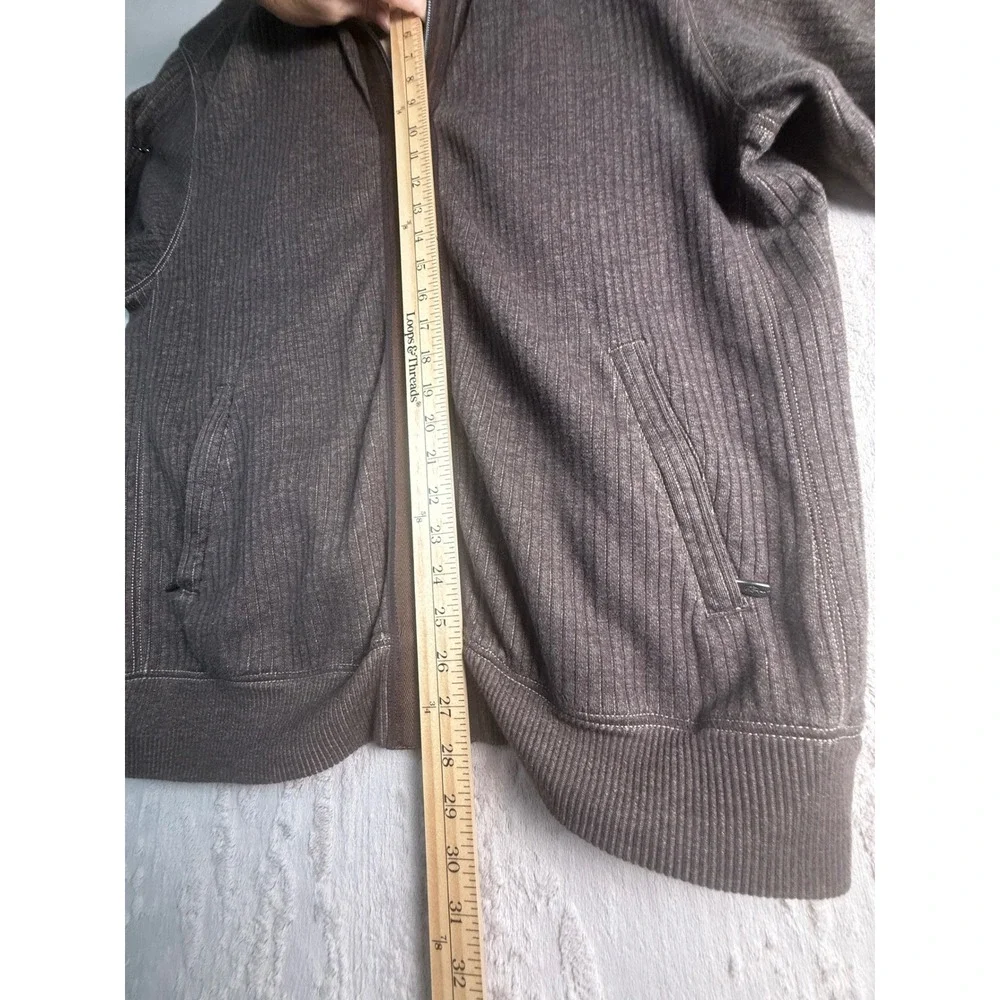 Tommy Bahama Brown Ribbed Full Zip Cotton Sweater Jacket Mens Large L Excellent